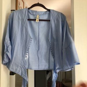 Solid colored button up crop top